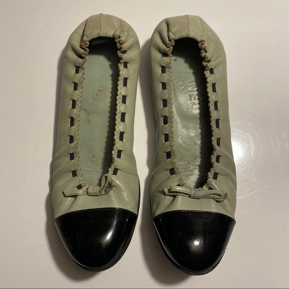 Chanel Seafoam Green Patent Toe Ballet Flats - Picture 5 of 17